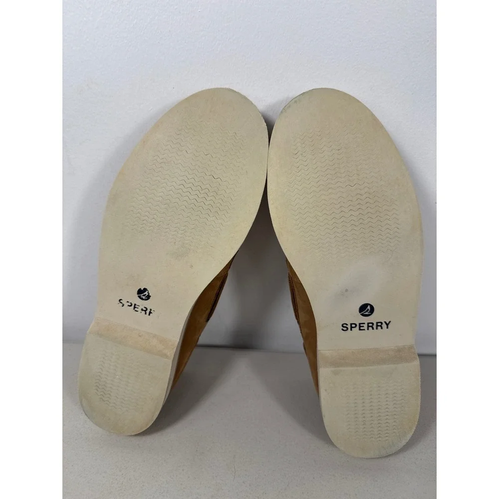 Sperry Top-Sider Mens Tan Leather Boat Shoes Moc Toe Loafers Cork Footbed. 10.5